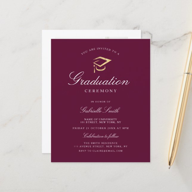 Lámina Elegante invitación a la ceremonia de graduación m (Anverso/Reverso In Situ)