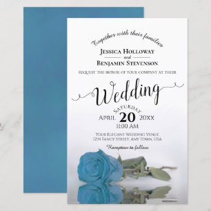 Lámina Elegante invitación a matrimonio con Rosa Sky Blue