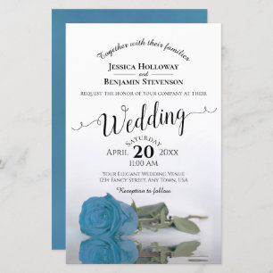 Lámina Elegante invitación a matrimonio con Rosa Sky Blue