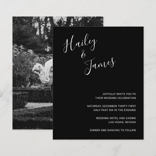 Lámina Elegante invitación a matrimonio de presupuesto de (Anverso / Reverso)