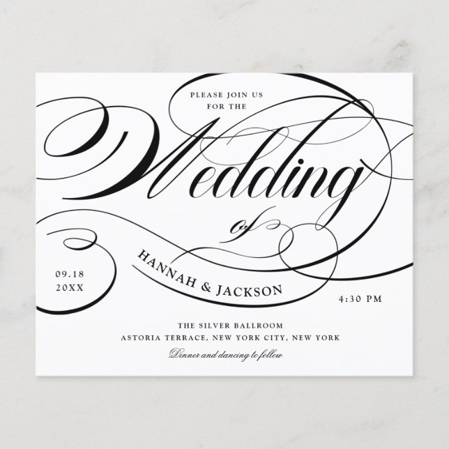 Lámina Elegante invitación a matrimonio presupuestal con  (Anverso)