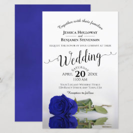 Lámina Elegante invitación a matrimonio real con Rosa azu