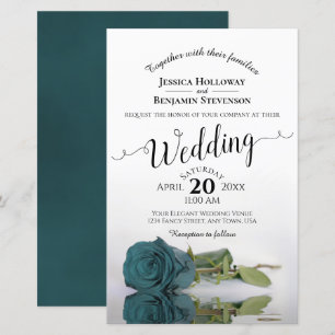 Lámina Elegante invitación a matrimonio Rosa Verde azulad