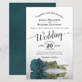 Lámina Elegante invitación a matrimonio Rosa Verde azulad