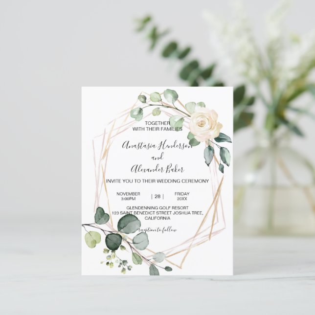 Lámina Elegante invitación al boda. (Anverso de pie)