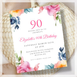 Lámina Elegante invitación al presupuesto por 90 cumpleañ