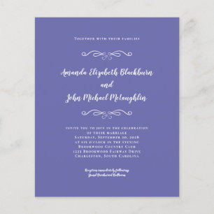 Lámina Elegante Invitación de Boda Azul Periwinkle Presup