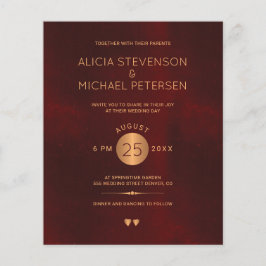 Lámina Elegante invitación de boda burgundy con presupues