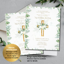 Lámina Elegante Invitación De Boda Católica Bilingüe Inv