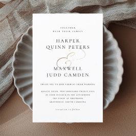 Lámina Elegante Invitación de Boda Económica en Blanco y 