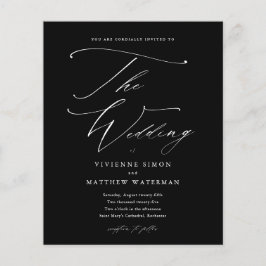 Lámina Elegante Invitación de Boda Económica en Blanco y 