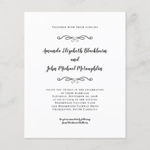 Lámina Elegante Invitación de Boda en Blanco y Negro Econ