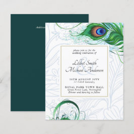 Lámina Elegante INVITACIÓN DE BODAS con PLUMA DE PAVO REA