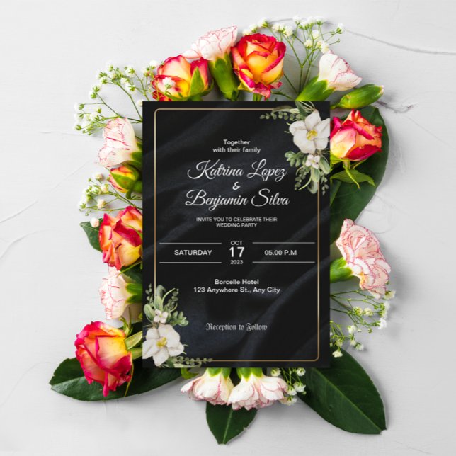 Lámina elegante invitación de bodas negras (Subido por el creador)