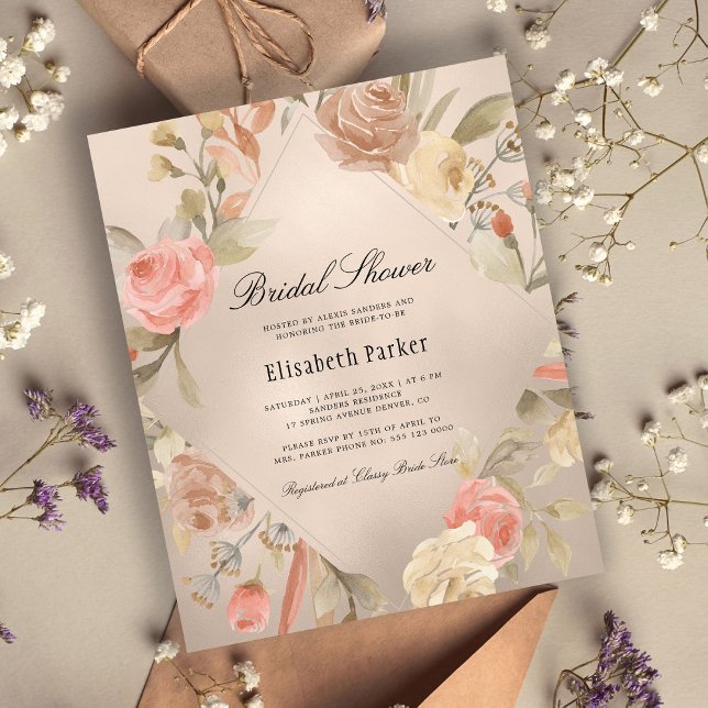 Lámina Elegante INVITACIÓN de desayuno nupcial en oro ros (Subido por el creador)