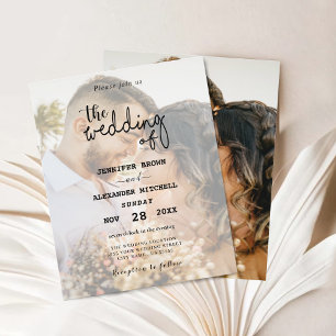 Lámina Elegante invitación de matrimonio de fotos en negr