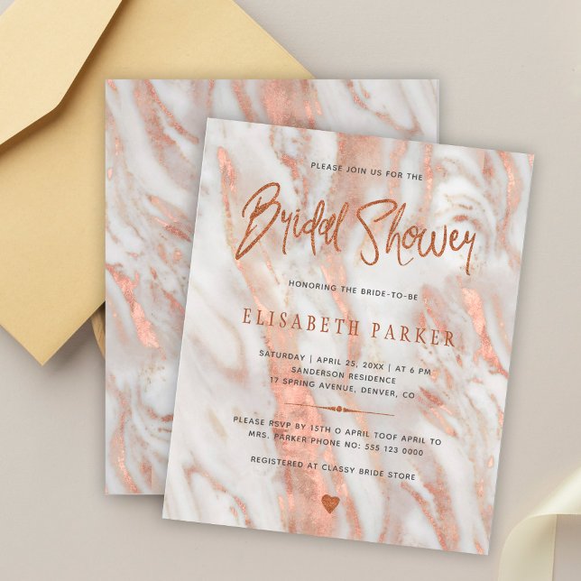 Lámina Elegante invitación de regadera de boda de mármol  (Subido por el creador)