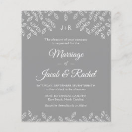 Lámina Elegante jardín deja la invitación a la boda gris