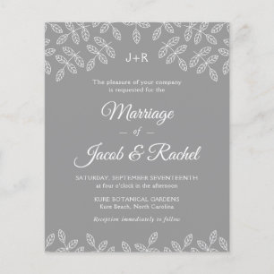 Lámina Elegante jardín deja la invitación a la boda gris