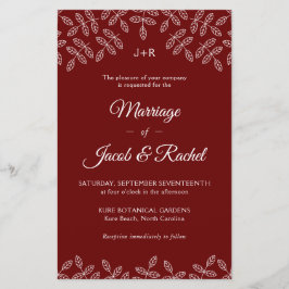 Lámina Elegante jardín deja la invitación a la boda roja