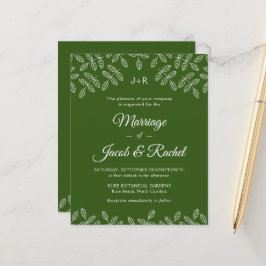 Lámina Elegante jardín deja la invitación a la boda verde