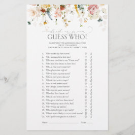 Lámina Elegante Jardín Flores Floral Bridal Shower Juego