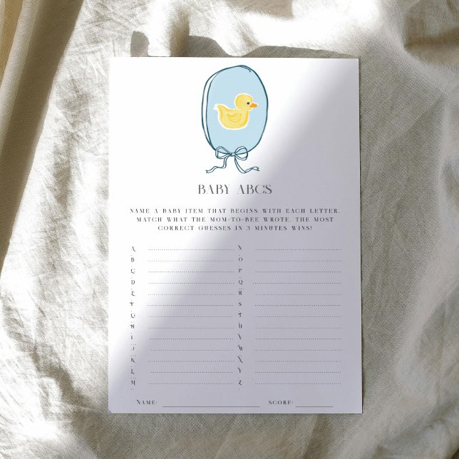 Lámina Elegante juego de Baby Shower de cinta de goma dud (Elegant meets cute rubber ducky Baby Shower game of Baby ABCs.)