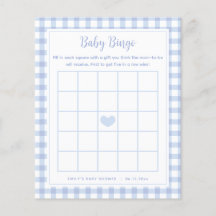 Elegante juego de bingo Blue Gingham Boy Baby Show