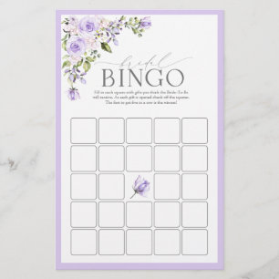 Lámina Elegante juego de Bingo Bridal Floral Lilac Lavend