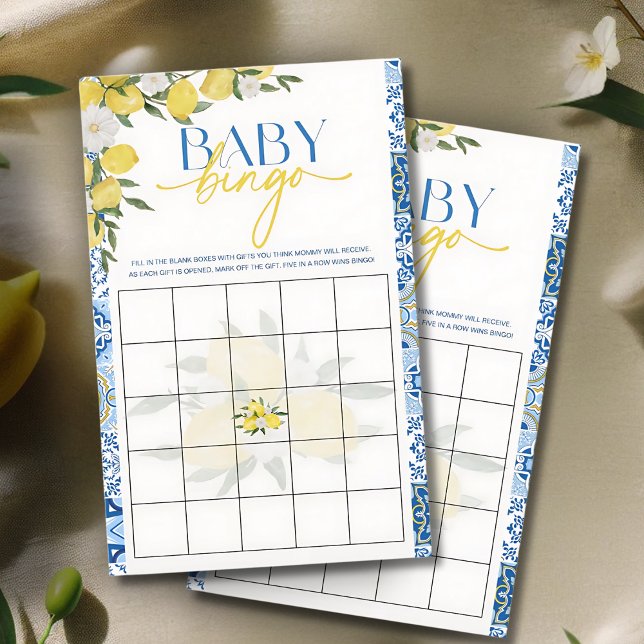 Lámina Elegante juego de bingo de Baby Shower con limón (Subido por el creador)