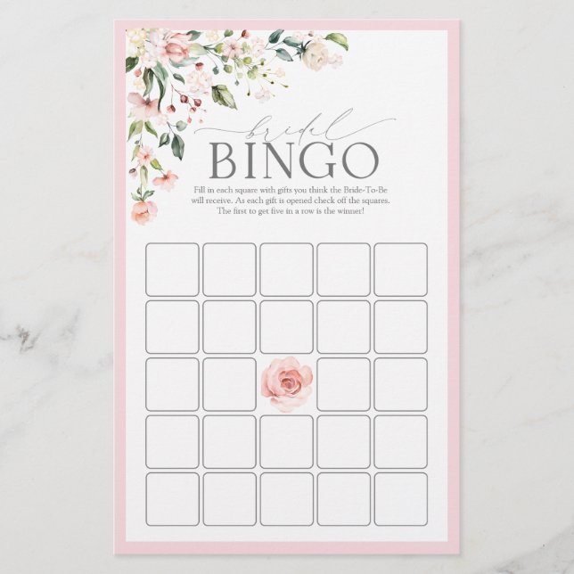 Lámina Elegante juego de Bingo de Bridas Florales de Colo (Anverso)