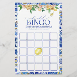 Lámina Elegante juego de bingo de ducha de limón mediterr