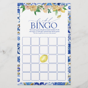 Lámina Elegante juego de bingo de ducha de limón mediterr