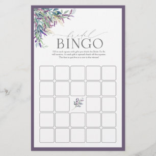 Lámina Elegante juego de Bingo de ducha de novia floral d
