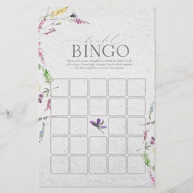 Lámina Elegante juego de Bingo de Flor Silvestre (Anverso)