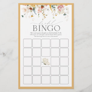 Lámina Elegante juego de bingo de novia flor salvaje amar