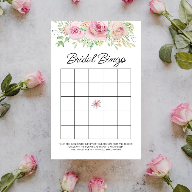 Lámina Elegante juego de bingo de novia floral rosa de Ru (Subido por el creador)