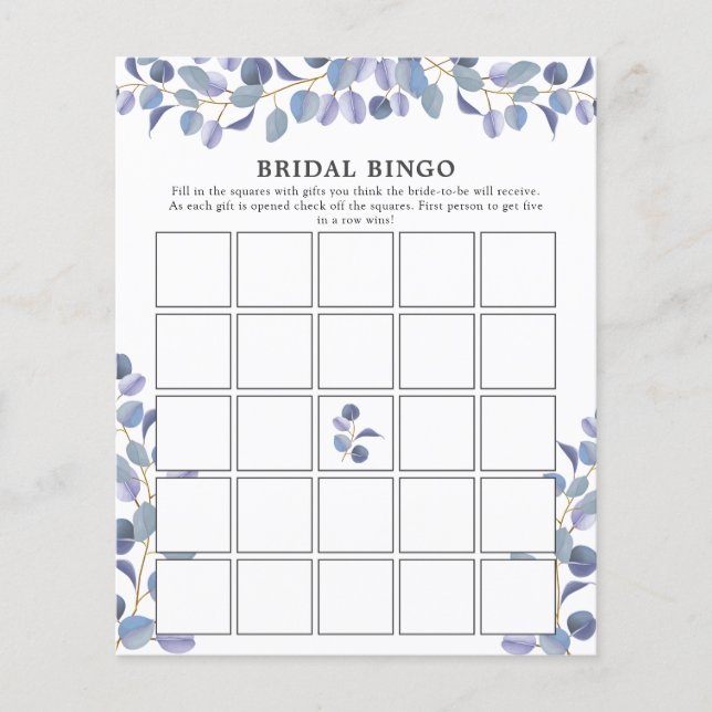 Lámina Elegante juego de Bingo de Verdor Moderno y Bridal (Anverso)