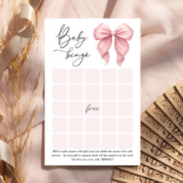 Lámina Elegante Juego de Bingo para Bebé con Lazo Rosa