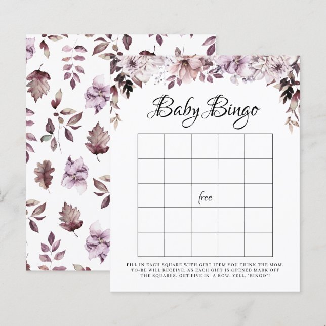 Lámina Elegante juego de bingo para el follaje púrpura (Anverso / Reverso)