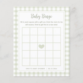 Lámina Elegante juego de bingo Sage Green Gingham Baby Sh