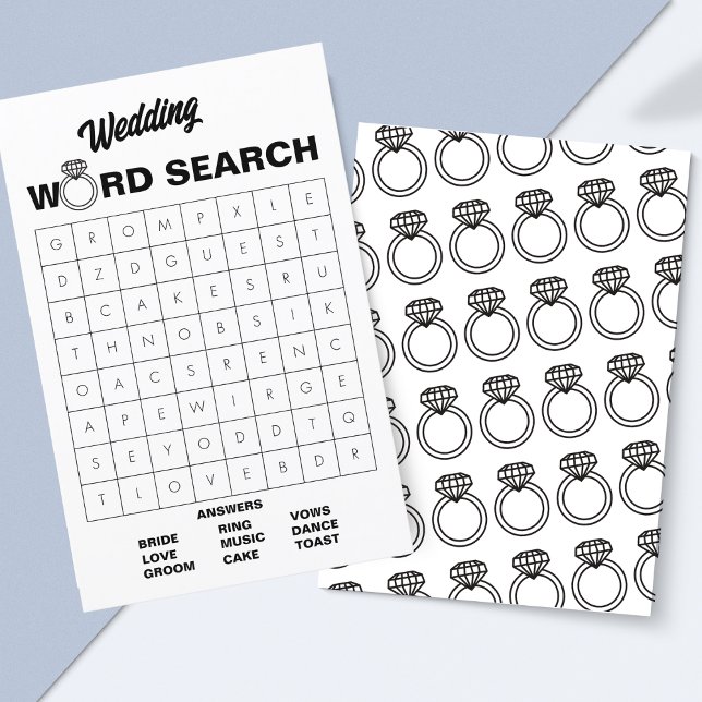 Lámina Elegante juego de búsqueda de palabras de Boda bla (Printable Wedding Word Search – A Fun Game for Bridal Showers & Receptions!)