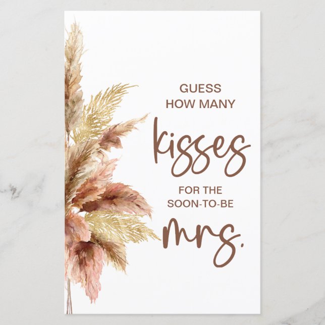 Lámina Elegante Juego de Cuántos Besos Señal (Anverso)