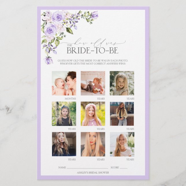 Lámina Elegante juego de ducha con flores de lavanda de L (Anverso)