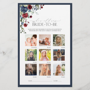 Lámina Elegante juego de ducha de novia azul borgoña de l