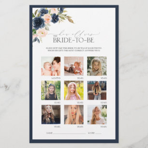 Lámina Elegante juego de ducha de novia azul Rubor rosa