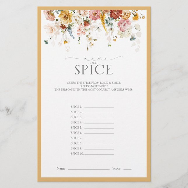 Lámina Elegante juego de ducha de novia con flores silves (Anverso)