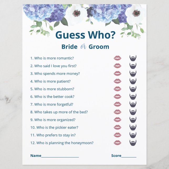 Lámina Elegante juego de ducha de novia floral (Anverso)