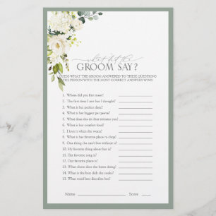 Lámina Elegante juego de ducha de novia verde gris blanco