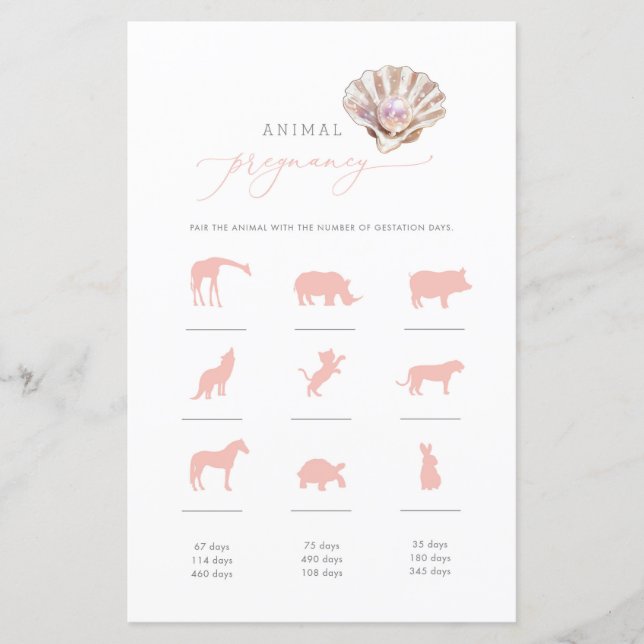 Lámina Elegante juego de embarazo de animales de la Perla (Anverso)